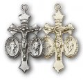 Jesus, Mary, Joseph Medal Crucifix - Sterling, Gold Filled, or 14KT