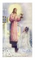 Jesus Giving Communion to a Girl Holy Card Laminated