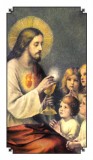 Jesus with Children Giving Communion Holy Card