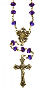 Antique Gold Rosary with Metallic Purple Beads