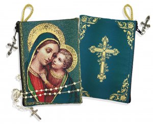 Madonna and Child Tapestry Rosary Pouch
