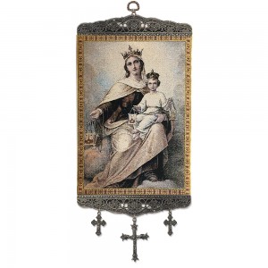 Our Lady of Mt. Carmel Tapestry Banner w/ Crosses