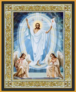 Resurrection of Christ With Angels Framed Icon