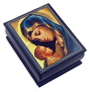 Madonna and Child Decoupage Rosary Box