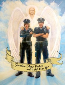 "Guardian Angel Protect and Watch Over You" - Police Officer Greeting Card  - Pack of 12