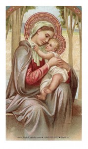 Blessed Virgin with Infant Jesus Holy Card Laminated