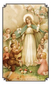 Mary with Children Holy Card Laminated