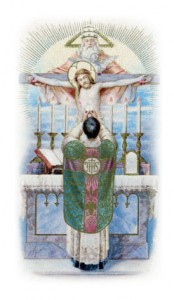 Elevation of the Eucharist Holy Card