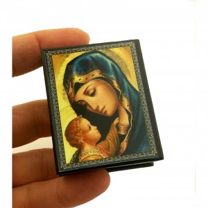 Madonna and Child Decoupage Rosary Box