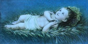 Infant Jesus in Manger Mini Holy Card