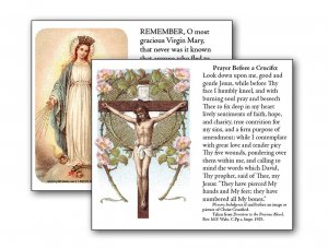 Prayer Before a Crucifix / Memorare Prayer Card