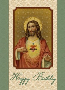 Sacred Heart of Jesus Happy Birthday Card - Pack of 12
